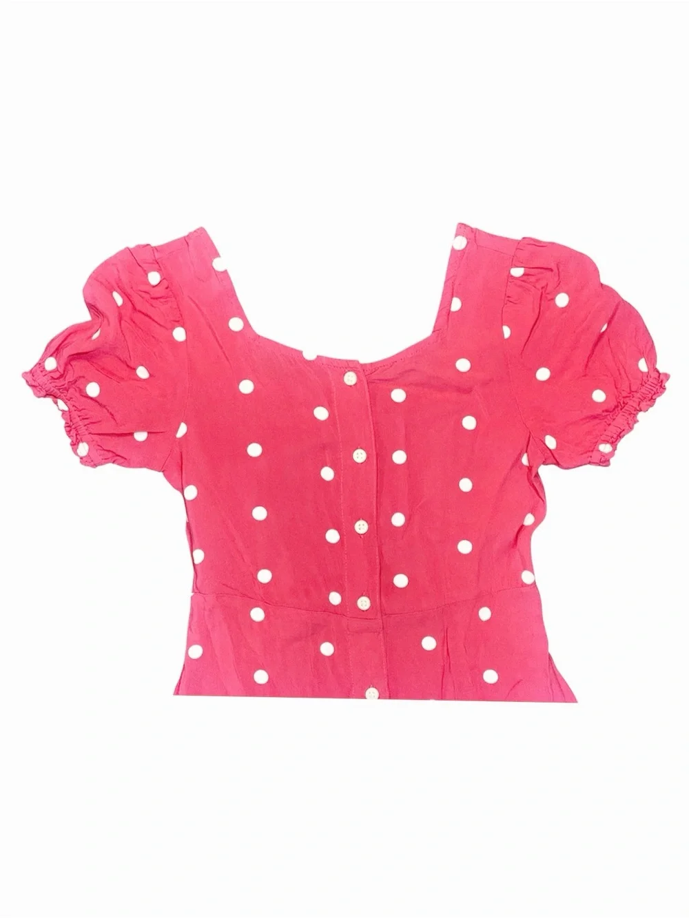 Old Navy | Girls Pink and White Polka Dot Button-Front Mini Dress, Medium (8)